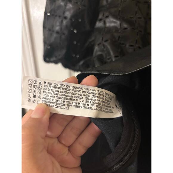 English Factory puff sleeve eyelet faux leather top sz small - Picture 12 of 12